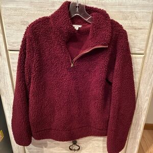 Cozy Burgundy Sherpa Pullover